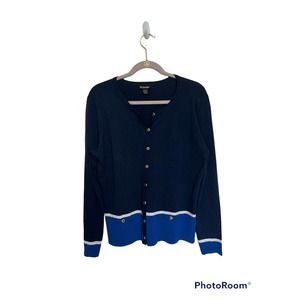 By design Women's Button Down Long Sleeve Cardigan Sweater Navy Size L